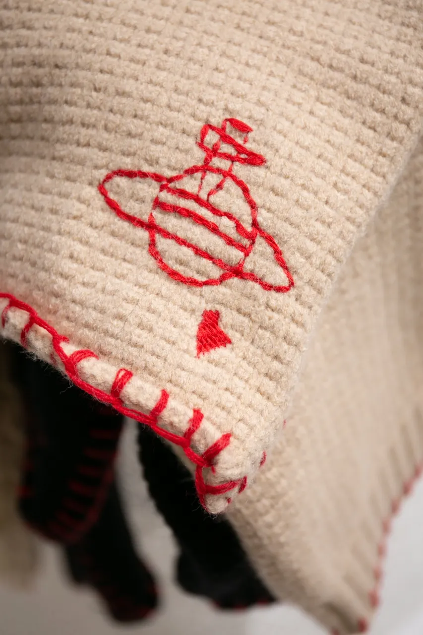 vivienne west wood Queen Mother West 25 Saturn red label limited classic scarf wool knitted short cardigan sweater S M L